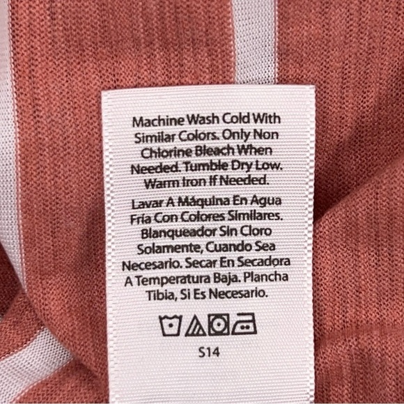 Large Mauve Orange White Striped Tee Time And Tru Casual Cotton Blend Preppy - Picture 13 of 13